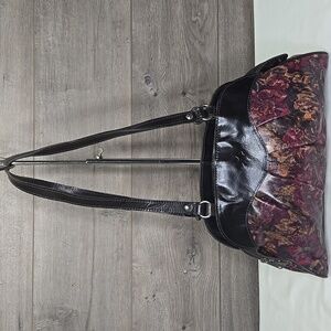 Patricia Nash Black and Floral Leather Women's Bag